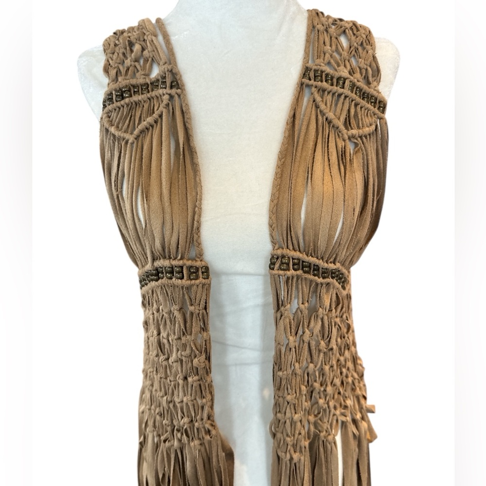 Boho Western Fringe Macramé Vest - Picture 3 of 9